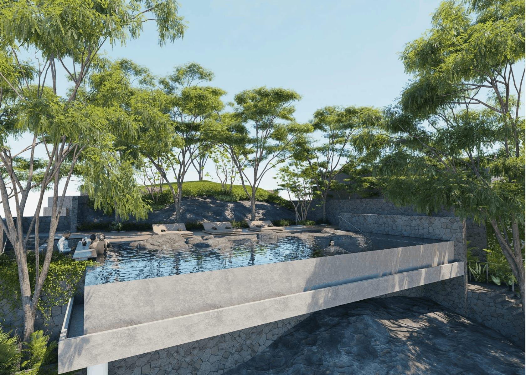 The pool's infinity edge